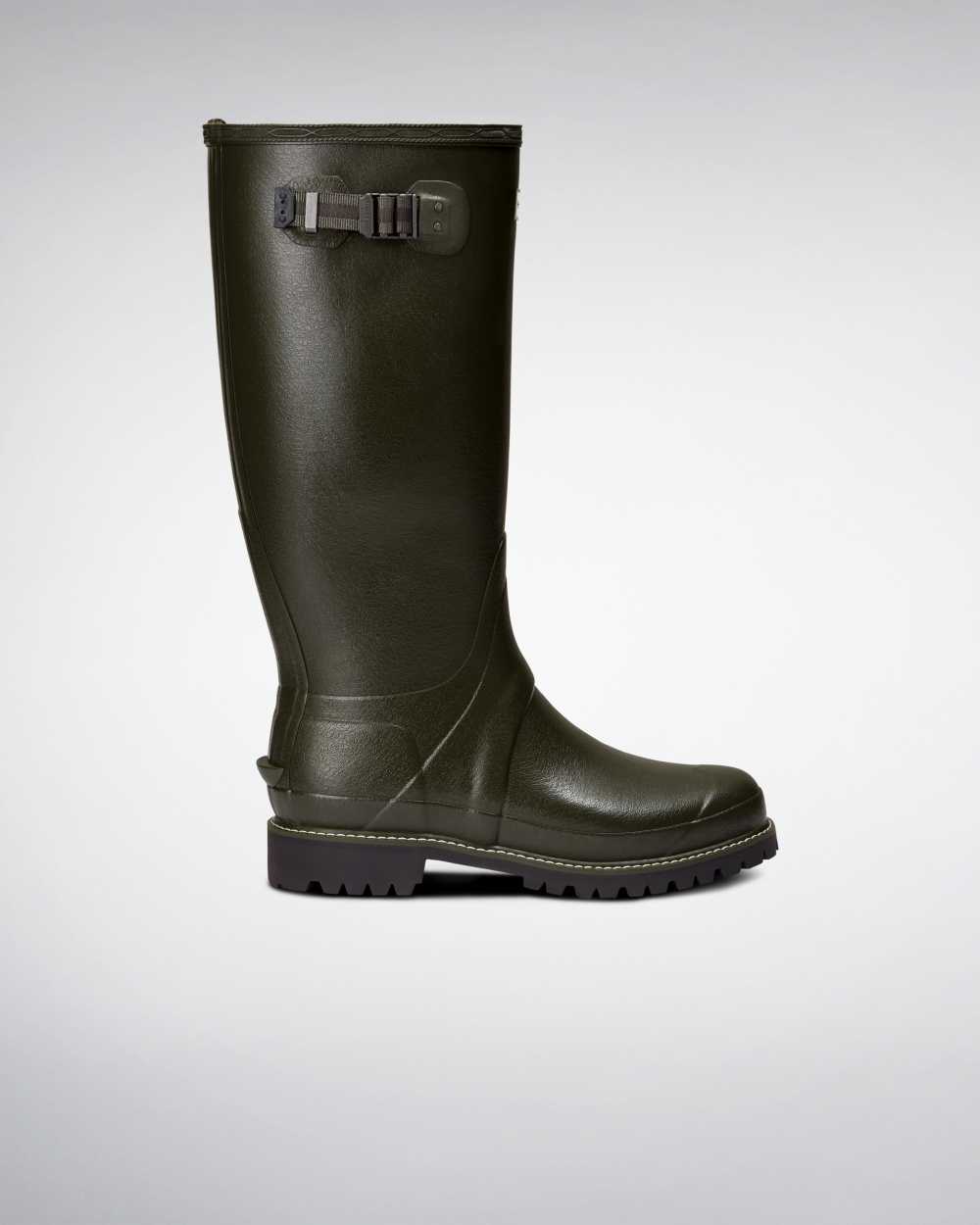 Botas De Lluvia Hombre - Hunter Balmoral Wide Fit Verde Oscuro Oliva - WKVXCP-738 - Verde Oscuro Oli